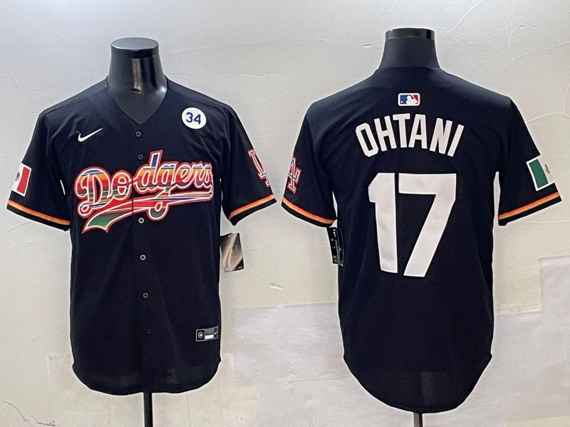 Men Los Angeles Dodgers #17 Ohtani Black rainbow Nike 2025 MLB Jersey style 8->los angeles dodgers->MLB Jersey